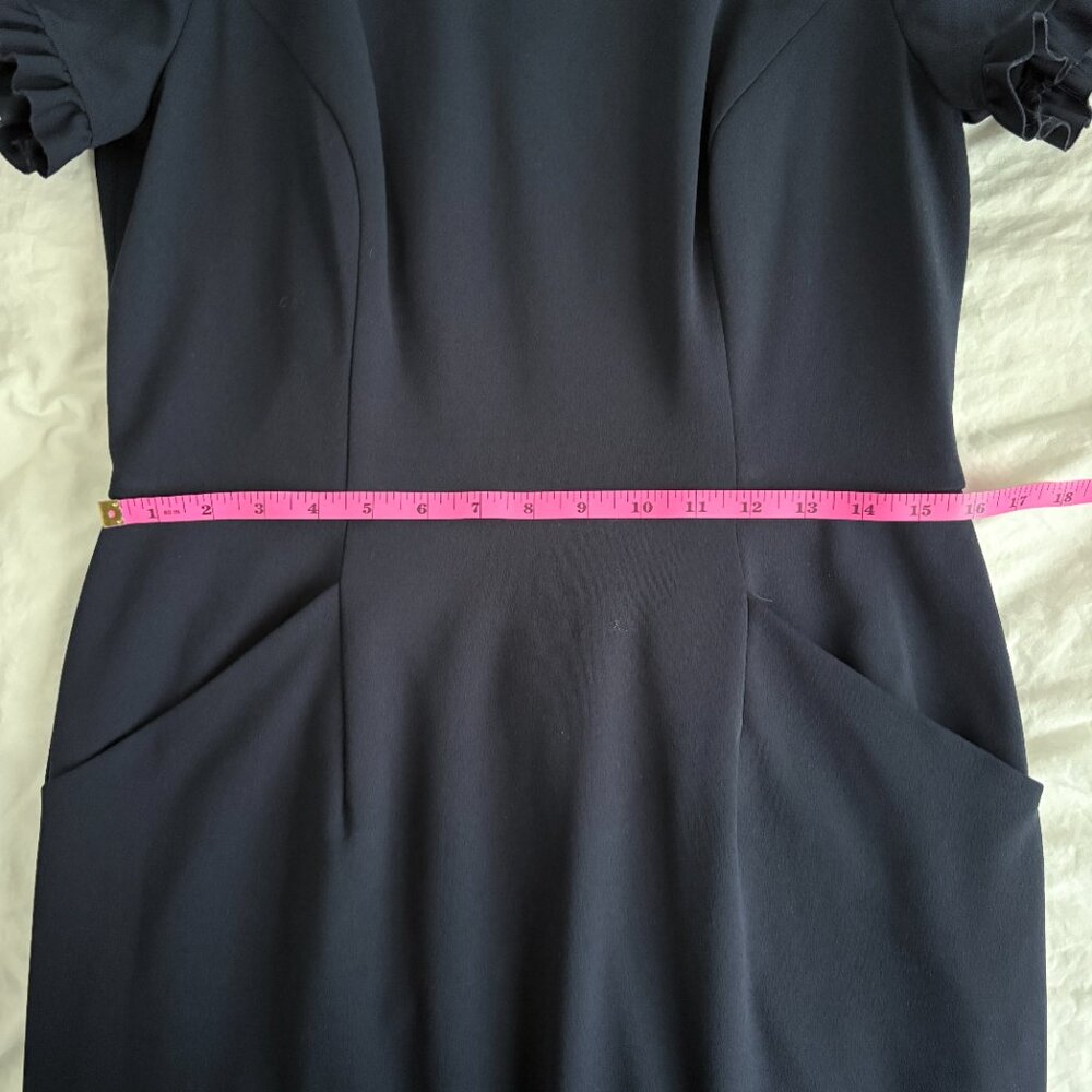 Maggy London Ruffle Short Sleeve Pocket Sheath Dress office Chic 12 - Picture 5 of 9